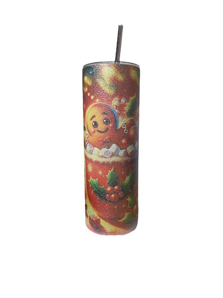 Christmas glitter tumbler gingerbread man