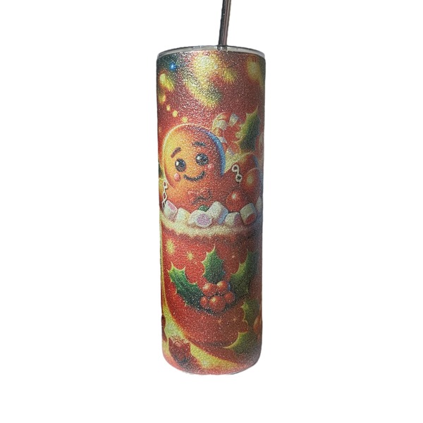 Christmas glitter tumbler gingerbread man