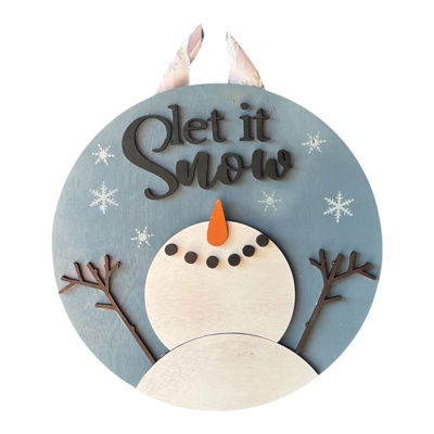 3D let it snow door hanger sign 15” 