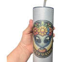  Stay weird alien tumbler glitter tumbler with lid straw & topper 