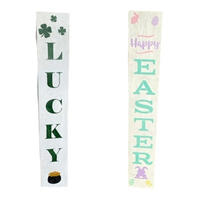 5 foot reversible porch sign 40+ designs happy Easter lucky happy Valentine’s Day 