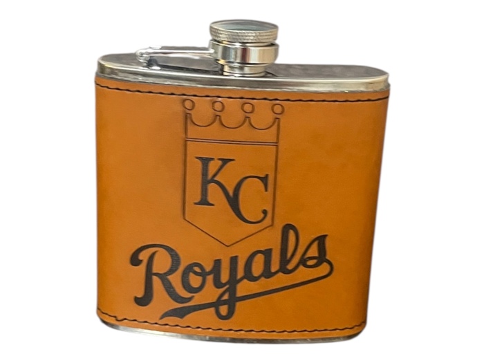 Kansas City royals flask / brown leather flask custom orders welcome 