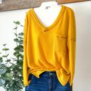  Waffle knit vneck long sleeve top 