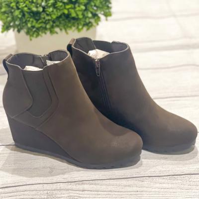 Chocolate Wedge Booties