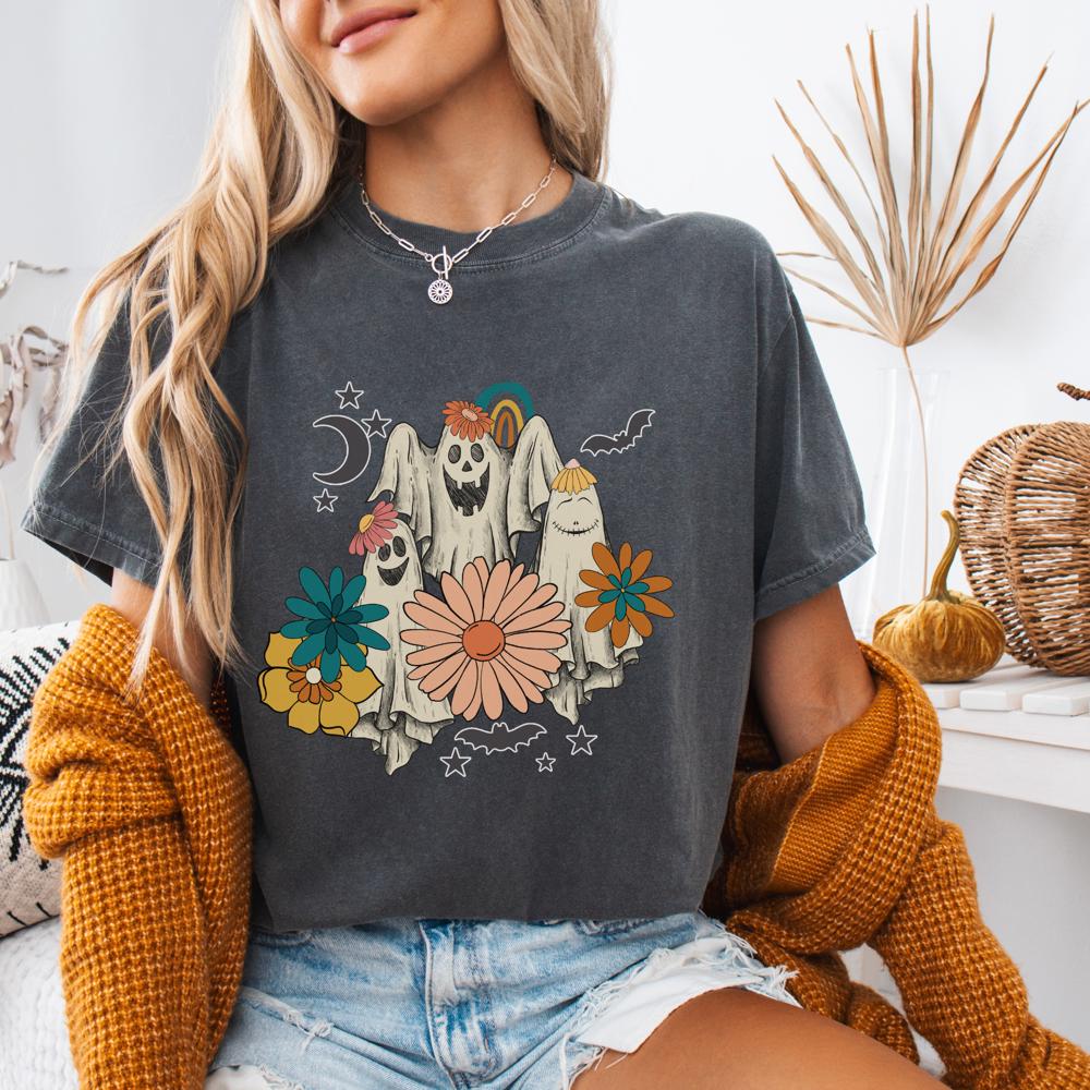 Boho Ghosts and Flowers graphic tshirt