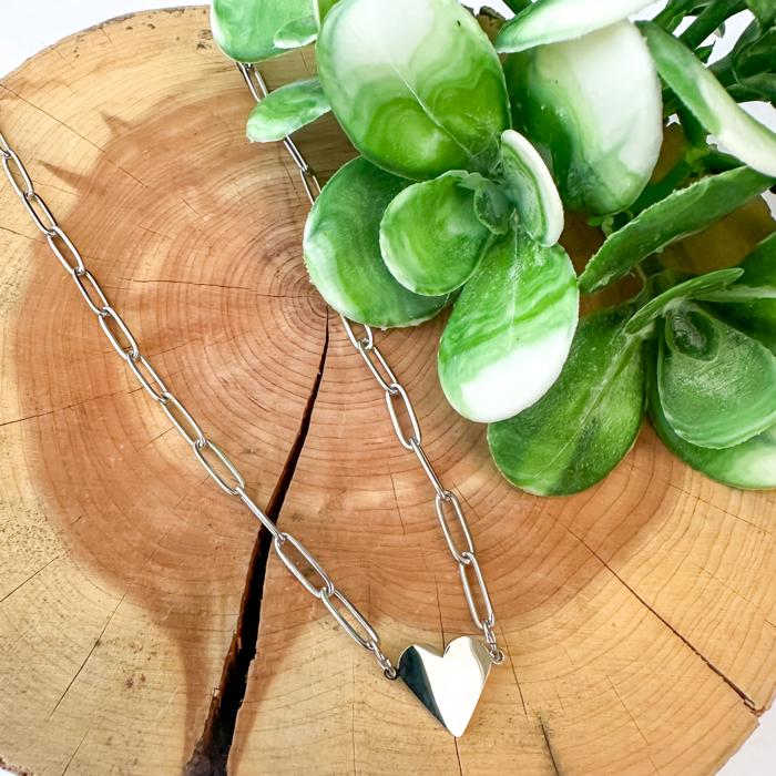 Parperclip chain heart necklace-waterproof