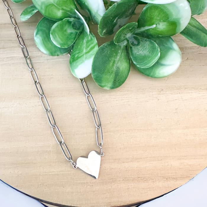 Parperclip chain heart necklace-waterproof