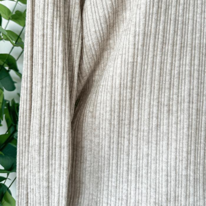 Oatmeal Ribbed Knit Long Sleeve Top