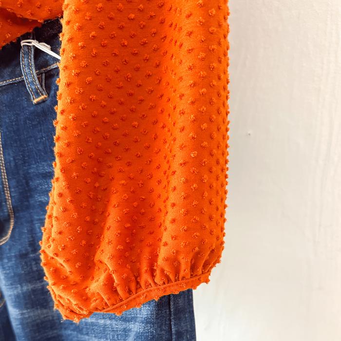 Dotted pumpkin long sleeve top 