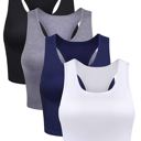 Medium 4 Pack Women's Crop Sleeveless Racerback Tank Tops