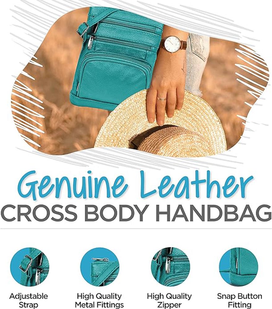 Krediz Genuine Leather Cross Body Handbag - Soft & Durable Crossbody Bags- Standard Size