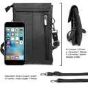 Black Genuine Leather Cell-Phone Crossbody Wallet Purse