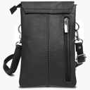 Black Genuine Leather Cell-Phone Crossbody Wallet Purse