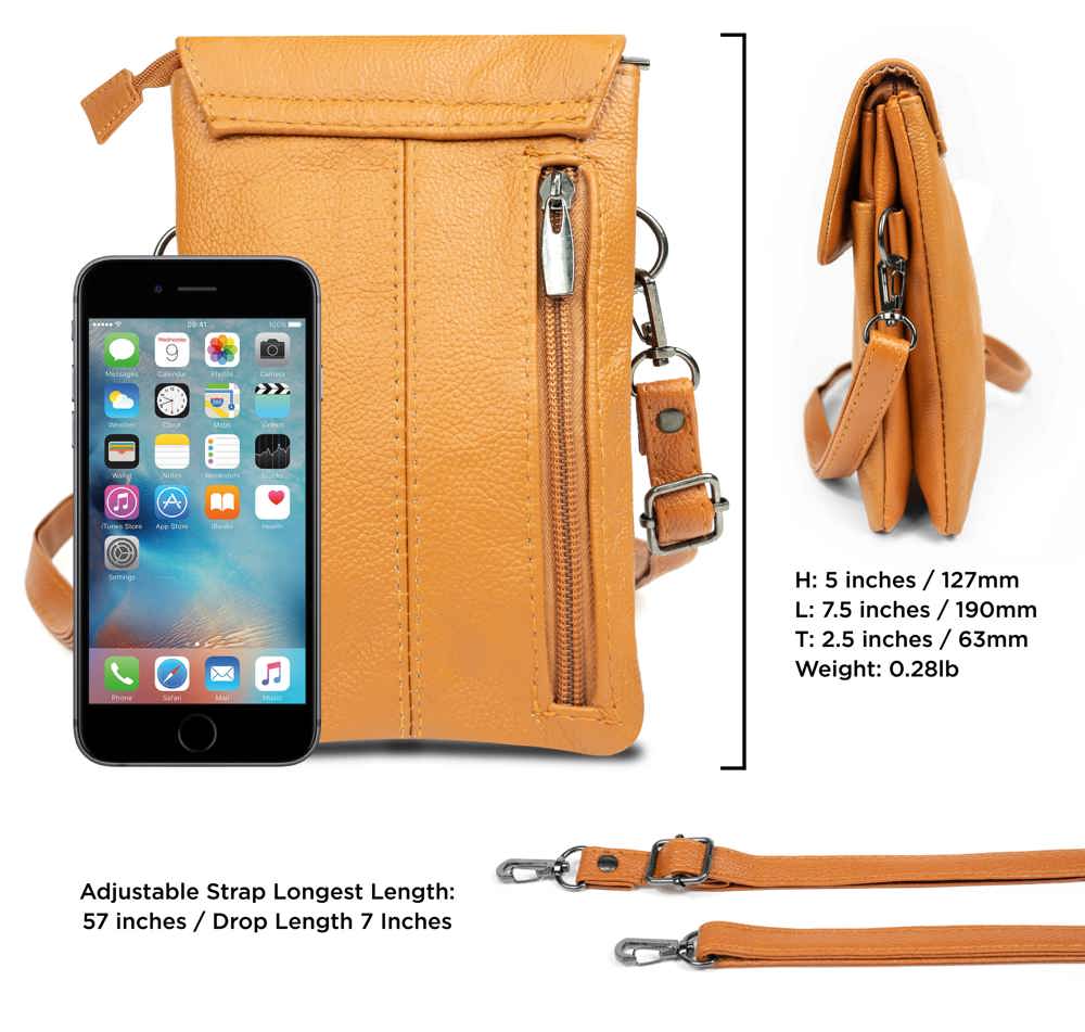 Genuine Leather Cell-Phone Crossbody Wallet Purse