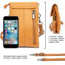 Light Brown Genuine Leather Cell-Phone Crossbody Wallet Purse