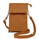 Light Brown Genuine Leather Cell-Phone Crossbody Wallet Purse