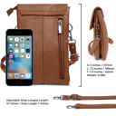 Dark Brown Genuine Leather Cell-Phone Crossbody Wallet Purse