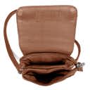 Dark Brown Genuine Leather Cell-Phone Crossbody Wallet Purse