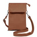 Dark Brown Genuine Leather Cell-Phone Crossbody Wallet Purse