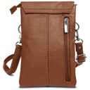 Dark Brown Genuine Leather Cell-Phone Crossbody Wallet Purse