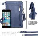 Navy Genuine Leather Cell-Phone Crossbody Wallet Purse