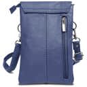 Navy Genuine Leather Cell-Phone Crossbody Wallet Purse