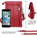 Red Genuine Leather Cell-Phone Crossbody Wallet Purse