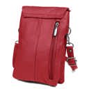 Red Genuine Leather Cell-Phone Crossbody Wallet Purse