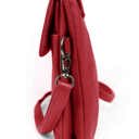 Red Genuine Leather Cell-Phone Crossbody Wallet Purse