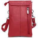 Red Genuine Leather Cell-Phone Crossbody Wallet Purse