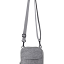 Gray Men's Small Messenger Crossbody Shoulder Bag 4 Compartments Detachable Strap