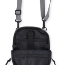 Black Men's Small Messenger Crossbody Shoulder Bag 4 Compartments Detachable Strap