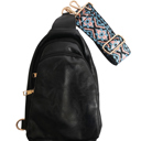 Black Vegan Leather Crossbody Sling Bag with Credit Card Slots