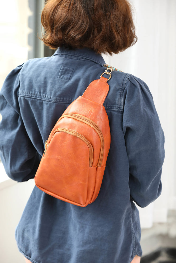 Vegan Leather Crossbody Sling Bag with Credit Card Slots