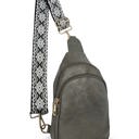 Gray Vegan Leather Crossbody Sling Bag with Credit Card Slots