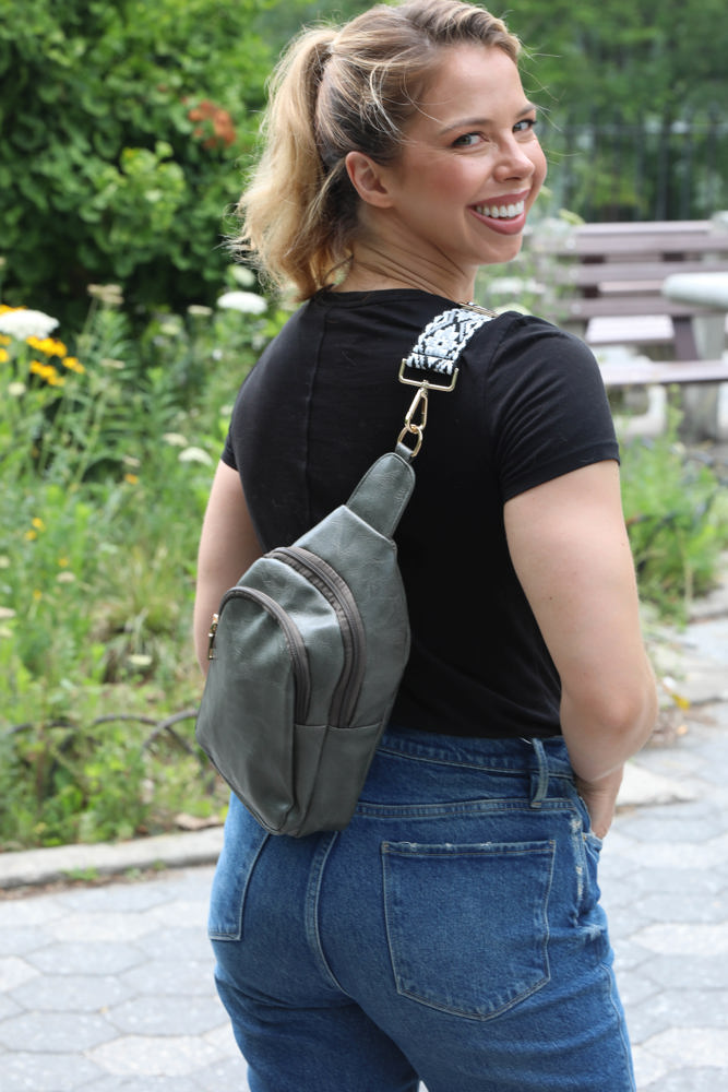 Vegan Leather Crossbody Sling Bag with Credit Card Slots