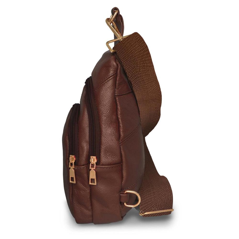 Real Leather Solid Strap Shoulder Sling Bag