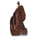 Brown Real Leather Solid Strap Shoulder Sling Bag