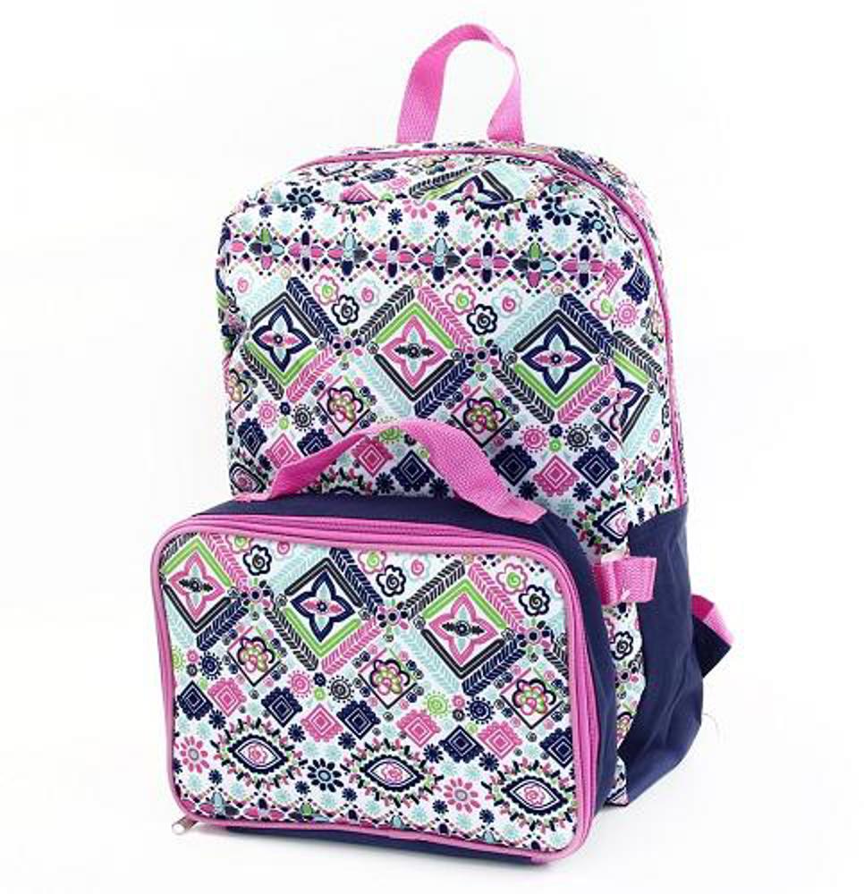 Aztec Pink and Navy Lunchbag Backpack