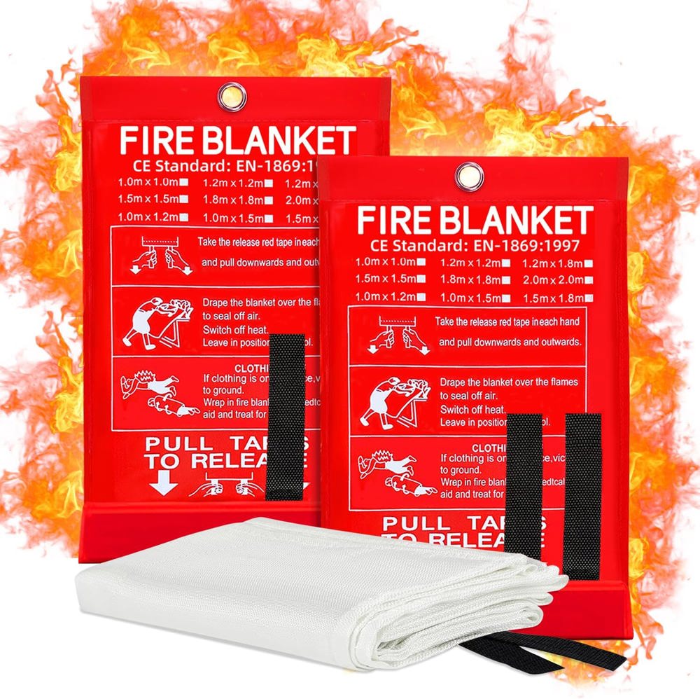 2 Pack Emergency Fiberglass 40" x 40"  Fire Blanket