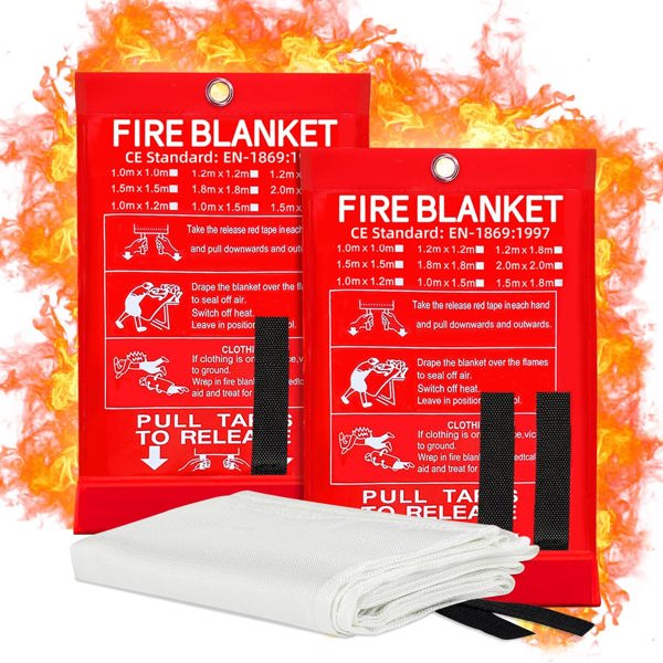 2 Pack Emergency Fiberglass 40" x 40"  Fire Blanket