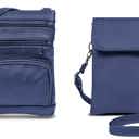 Navy Genuine Leather Cross-body Purse with Leather Small Cross-body Purse Pouch