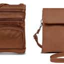 Brown Genuine Leather Cross-body Purse with Leather Small Cross-body Purse Pouch