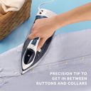  Sunbeam 1700W Steam Iron, 8' Retractable Cord, Variable Temperature Select, Non-Stick Soleplate, Dual Spray Mist, Horizontal or Vertical Shot of Steam Feature, 3-Way Auto-Off, Blue and White