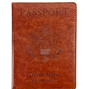 Brown Vaccination Card Holder Passport Wallet