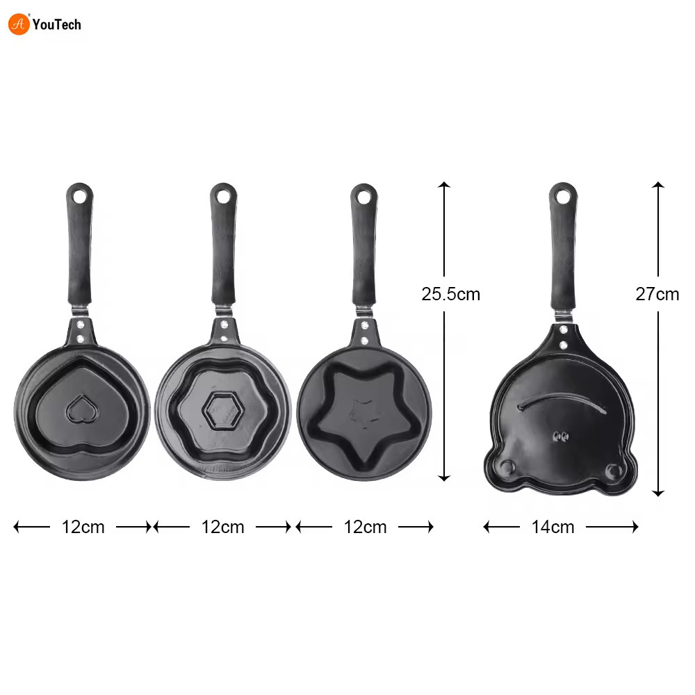 Set of 4 Breakfast Egg Omelet Pancake Flip Non-Stick Pan