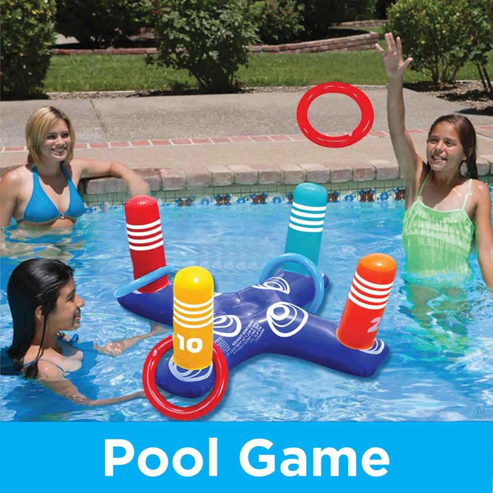 Multiplayer Pool Game Inflatable Pool Ring with 4 Pool Rings