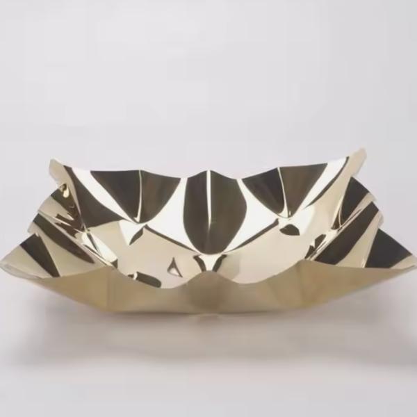 Elegant Geometric Gold Serving Bowl Tray