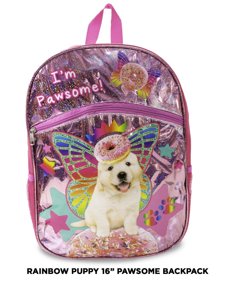 Rainbow Puppy 16” Pawsome Backpack