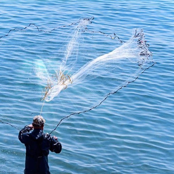 Saltwater Fishing 6 Foot Cast Net with Heavy Duty Sinker Weights for Bait Trap